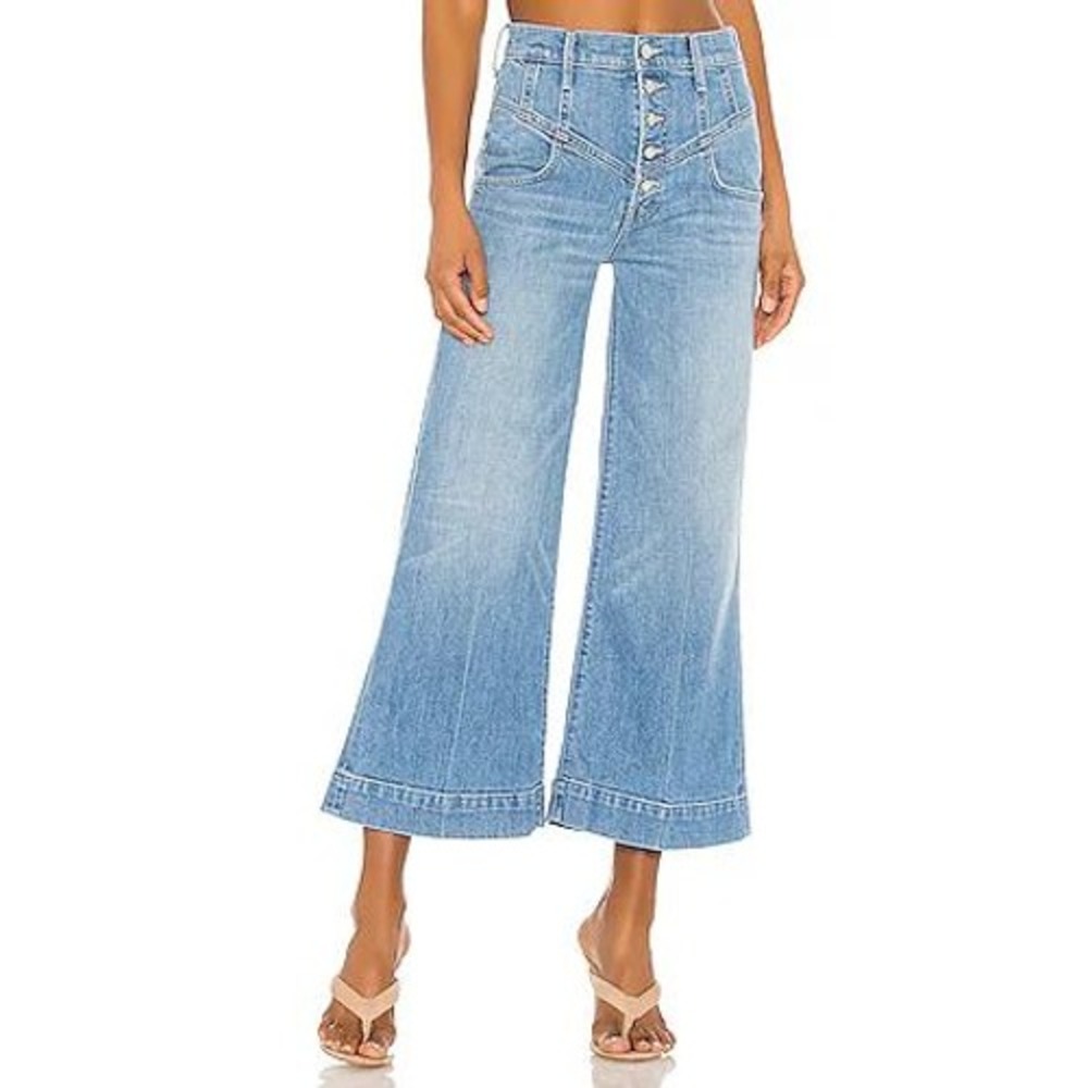 Mother The Swooner Roller Yoke Wide Leg Button Fly Crop Jeans Post No Bills 25